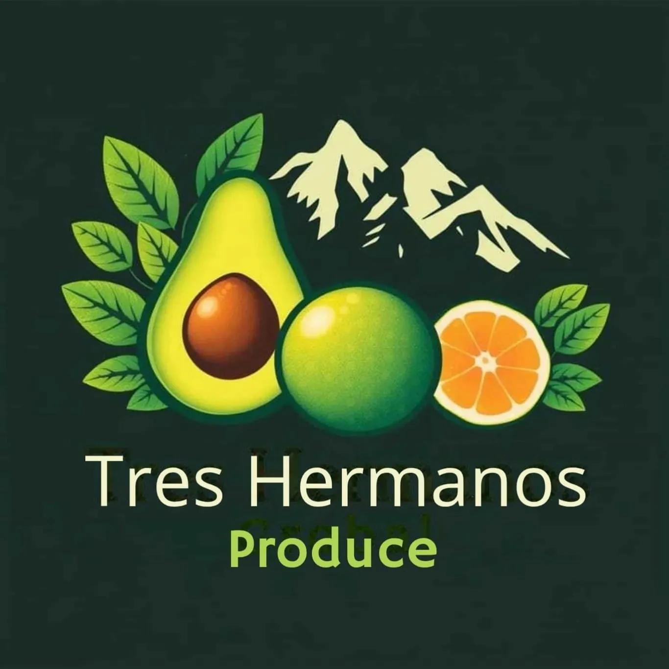 Tres Hermanos Produce — avocado, lime, orange with mountains